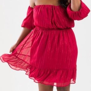 Julie Lurex off the shoulder minidress